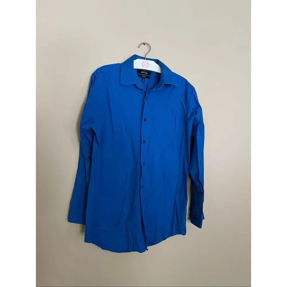Apt. 9 Blue Stretch Slim Fit Button Up Shirt Mens 15.5 32/33